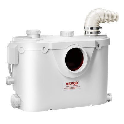 Zerhackerpumpe, 500 W, 110 l/min (29 GPM) Fördermenge, 8 m Förderhöhe, Zerhackerpumpe für Toiletten mit 4 Wasserzuläufen, Abwasserentsorgungs-Spülmaschine für Toilette, Keller, Dusche, Waschbecken, Waschküche, Badewanne