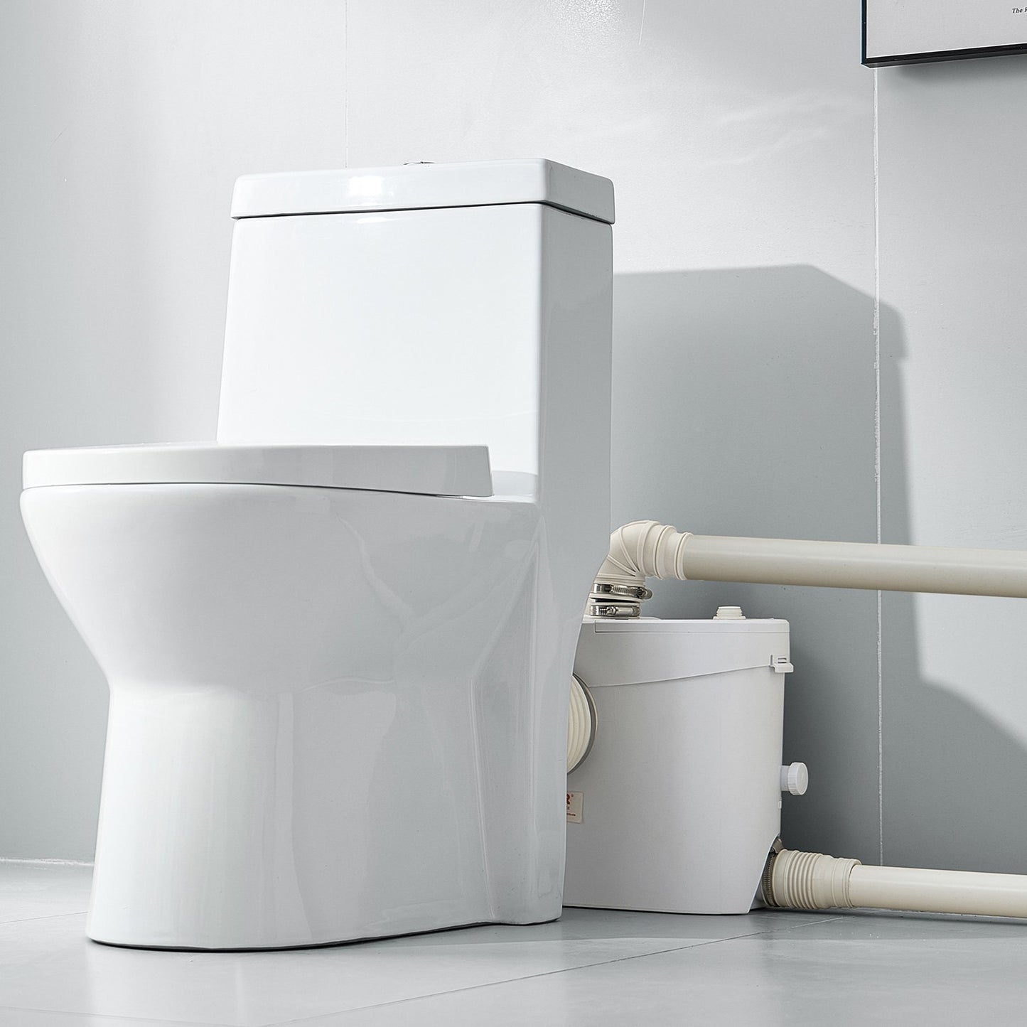 Fäkalienhebeanlage, 900 W, 180 l/min (48 GPM) Fördermenge, 12 m Förderhöhe, Fäkalienhebeanlage mit 4 Wasserzuläufen, Abwasserentsorgungs-Spülmaschine für Toilette, Keller, Dusche, Waschbecken, Waschküche, Badewanne