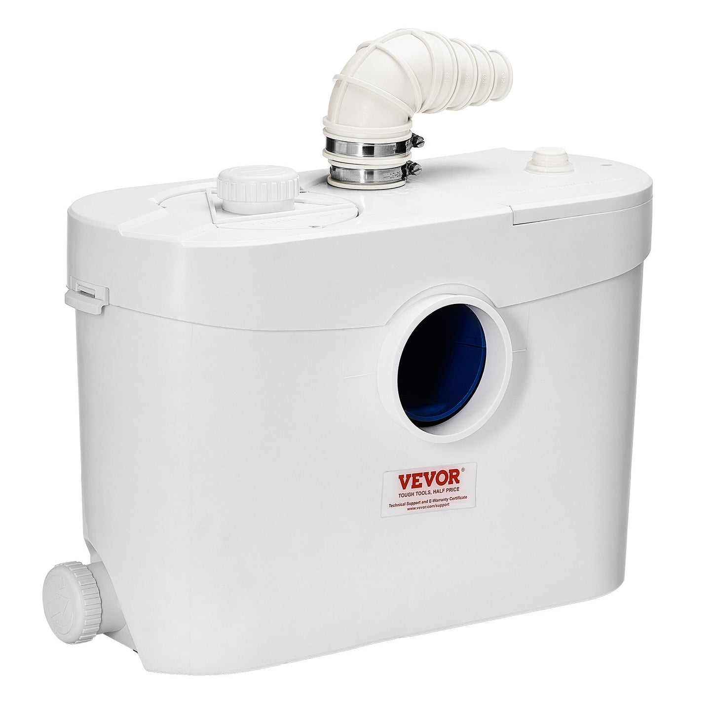 Fäkalienhebeanlage, 900 W, 180 l/min (48 GPM) Fördermenge, 12 m Förderhöhe, Fäkalienhebeanlage mit 4 Wasserzuläufen, Abwasserentsorgungs-Spülmaschine für Toilette, Keller, Dusche, Waschbecken, Waschküche, Badewanne