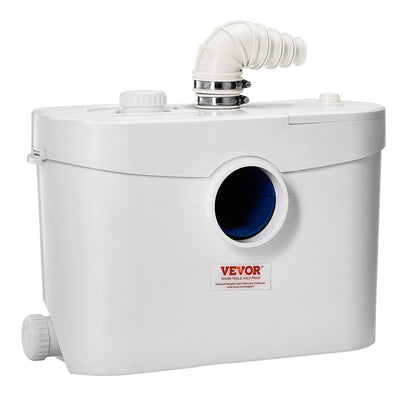 Fäkalienhebeanlage, 900 W, 180 l/min (48 GPM) Fördermenge, 12 m Förderhöhe, Fäkalienhebeanlage mit 4 Wasserzuläufen, Abwasserentsorgungs-Spülmaschine für Toilette, Keller, Dusche, Waschbecken, Waschküche, Badewanne