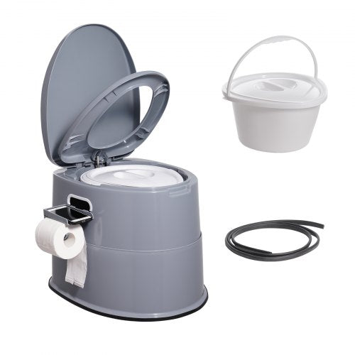 Portable Toilet for Camping, Porta Potty with 1.3 Gal Detachable Inner Bucket & Removable Paper Holder, Commode with Dual Lids, Travel Toilet for Adults Kids Outdoor Camping Car Long Road Trips