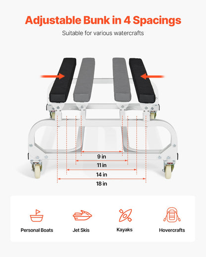 Watercraft PWC Dolly, 1300 lbs Load Capacity, Jet Ski Stand PWC Cart for Moving Watercraft, Adjustable Bunks with 4 Casters & 2 Brakes, Heavy-Duty Jet Ski Cart for Kayaks, Jet Skis, Speedboats
