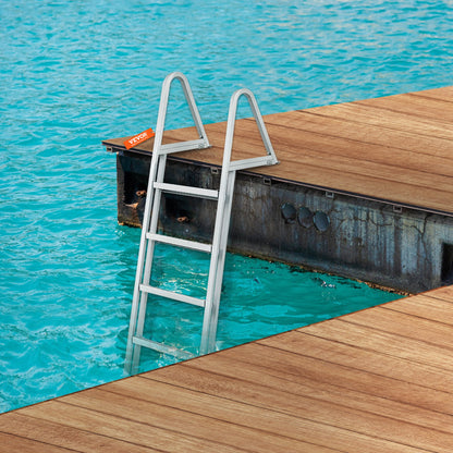 Abnehmbare Stegleiter mit 5 Stufen, Tragfähigkeit 350 lbs (ca. 159 kg), Pontonbootleiter mit 4 Zoll (ca. 10 cm) breiten Stufen und rutschfester Oberfläche für den Einstieg von Schiffen/Seen/Pools/Marinebooten