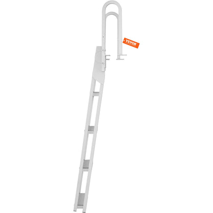 Dock Ladder Flip Up 4 Steps, 159 kg Load Capacity, Aluminum Pontoon Boat Ladder with 4" Wide Step & Anti-Slip Design Pedal,Swimm Step Ladder for Ship/Lake/Pool/Marine Boarding