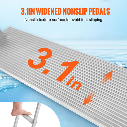 Stegleiter, abnehmbare 4 Stufen, 227 kg Tragkraft, Pontonbootleiter aus Aluminiumlegierung mit 7,9 cm breiten Stufen und rutschfestem Pedal, einfache Montage für den Einstieg von Schiffen/Seen/Pools/Marinebooten