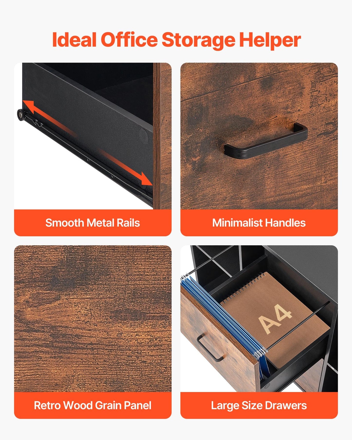 2 Drawer Wooden File Cabinet, Mobile Filing Cabinet with Open Shelves, Lateral Rolling File Storage with Lockable Wheels, Modern Free Standing Printer Stand for Home, Office, School, Black