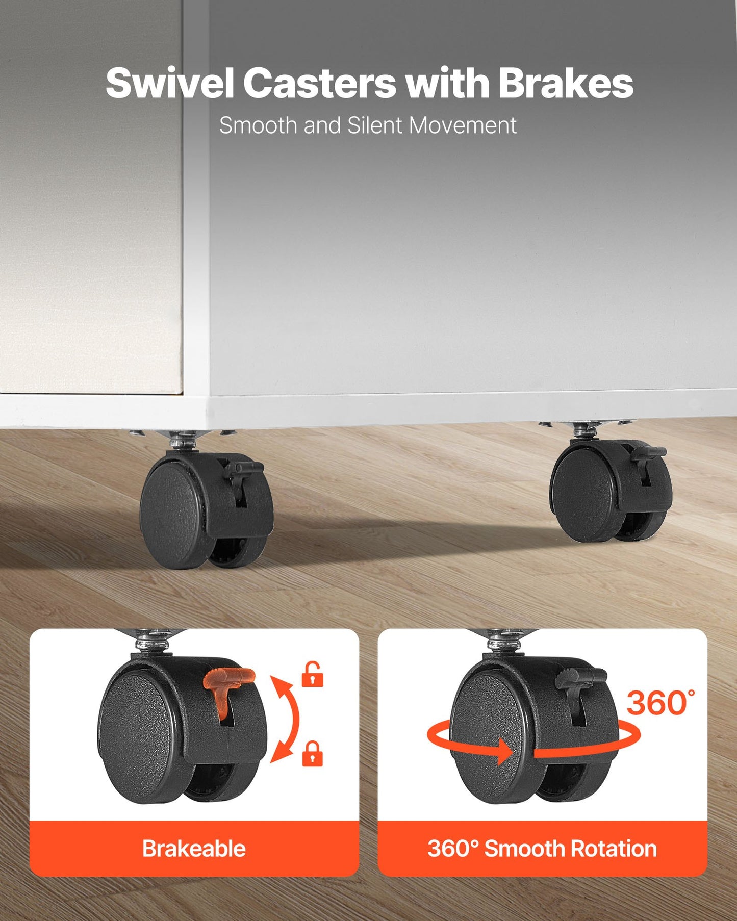 Aktenschrank aus Holz mit 2 Schubladen, mobiler Aktenschrank mit offenen Fächern, abschließbarer, seitlicher Rollcontainer mit verstellbaren Einlegeböden, freistehender Druckerständer für Homeoffice und Schule, Weiß