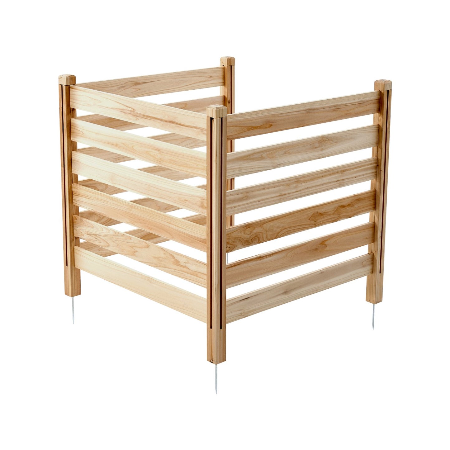 Wood Privacy Fence, 36" W x 36" L, 3 Panel Slatted Air Conditioner Fence Screen, Pool Equipment Enclosure with Metal Stakes, Easy DIY Installation, Outdoor Trash Can Hider for Garden Decoration