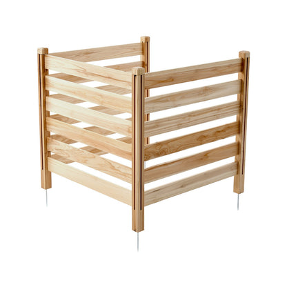 Wood Privacy Fence, 36" W x 36" L, 3 Panel Slatted Air Conditioner Fence Screen, Pool Equipment Enclosure with Metal Stakes, Easy DIY Installation, Outdoor Trash Can Hider for Garden Decoration