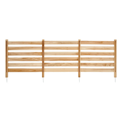 Wood Privacy Fence, 36" W x 36" L, 3 Panel Slatted Air Conditioner Fence Screen, Pool Equipment Enclosure with Metal Stakes, Easy DIY Installation, Outdoor Trash Can Hider for Garden Decoration