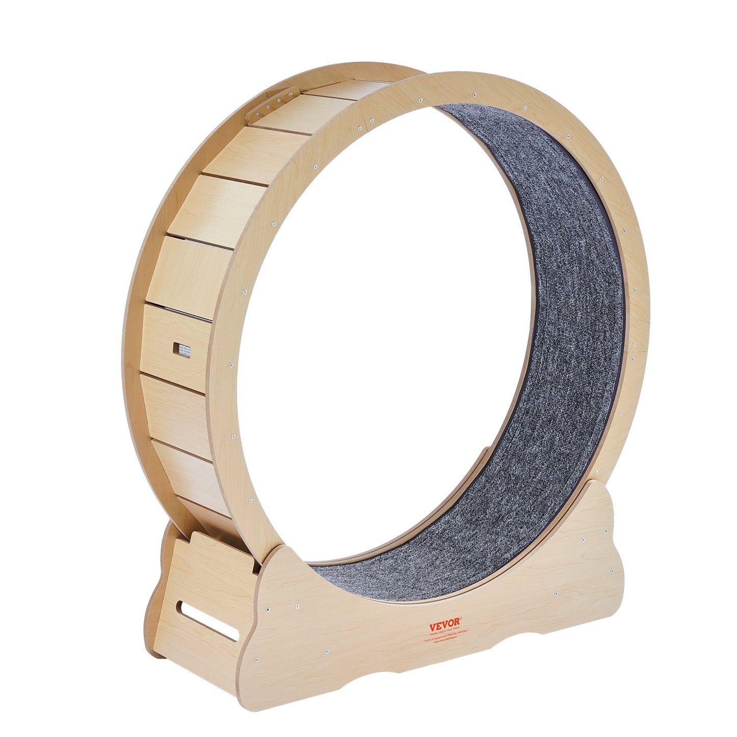 Laufrad aus Holz für Katzen, 110 cm (43,3 Zoll) großes Laufrad für Wohnungskatzen, mit abnehmbarem Teppich und Spielzeug zum Laufen, Spazierengehen und Trainieren, geeignet für die meisten Katzen, gelb