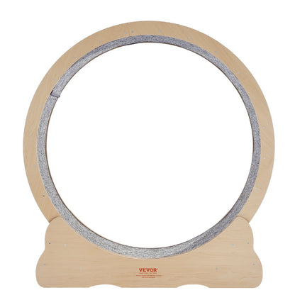 Laufrad aus Holz für Katzen, 110 cm (43,3 Zoll) großes Laufrad für Wohnungskatzen, mit abnehmbarem Teppich und Spielzeug zum Laufen, Spazierengehen und Trainieren, geeignet für die meisten Katzen, gelb