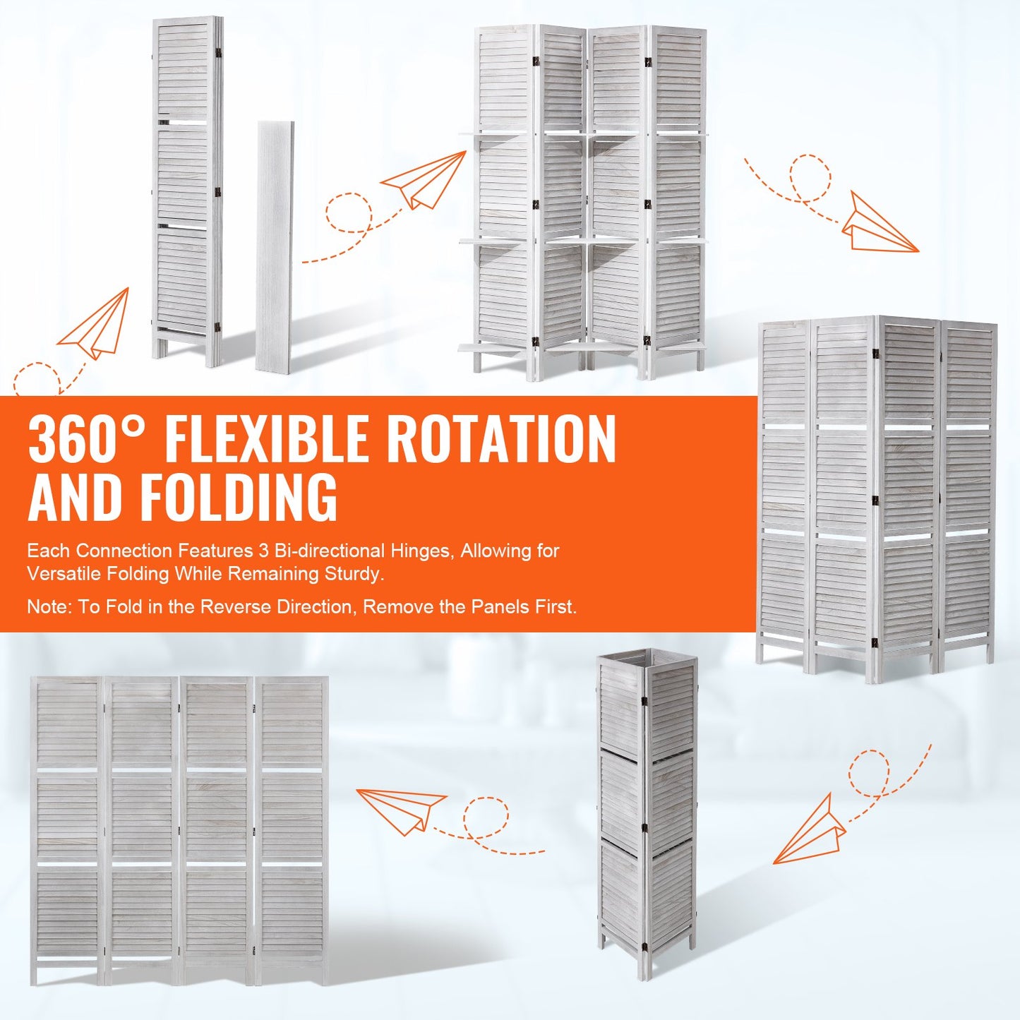 Raumteiler aus Holz, 4-teiliger, faltbarer Sichtschutz aus Holz, 170 cm hoch, Lamellen-Raumteiler für den Innenbereich, tragbarer Sichtschutz, zur Raumtrennung, für Zuhause, Büro, Restaurant und Schlafzimmer