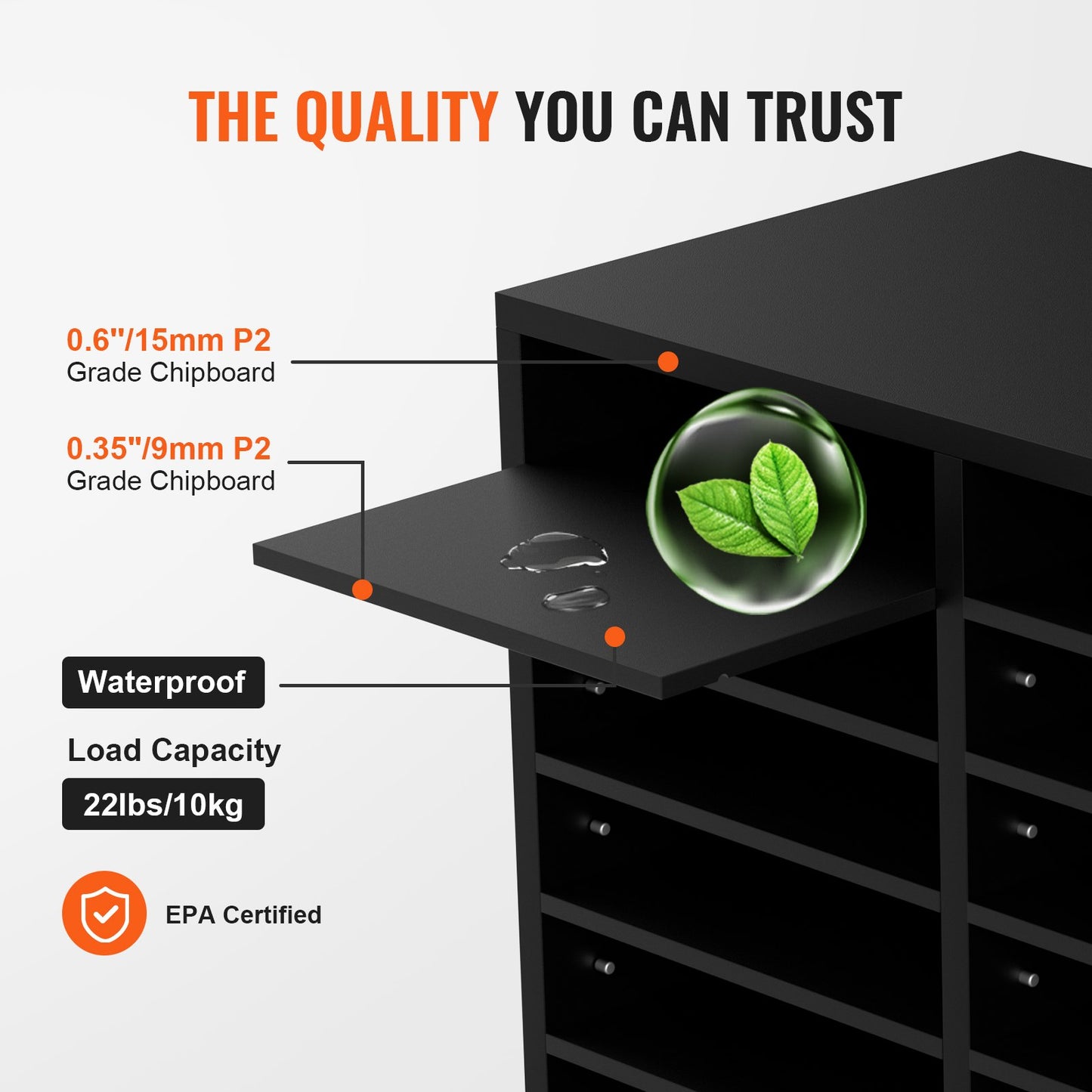 Holz-Literaturorganizer, 12 Fächer, Aktensortierer mit herausnehmbaren Regalböden, Briefkastenschlitz für Büro, Zuhause, Klassenzimmer, Postraumorganisation, EPA-zertifiziert, Schwarz