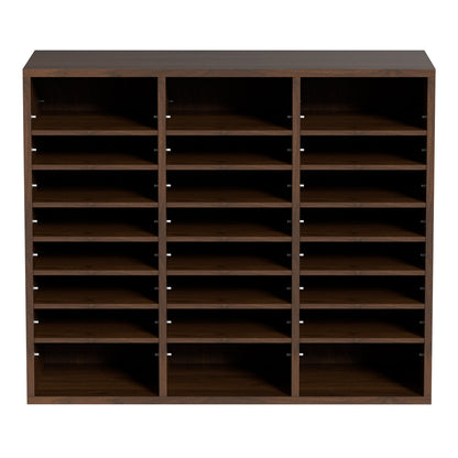 Literature Organizers, 24 Compartments Office Mailbox with Adjustable Shelves, Wood Literature Sorter 73.7 x 30.5 x 62.0 cm for Office, Home, Classroom, Mailrooms Organization, EPA Certified, Brown