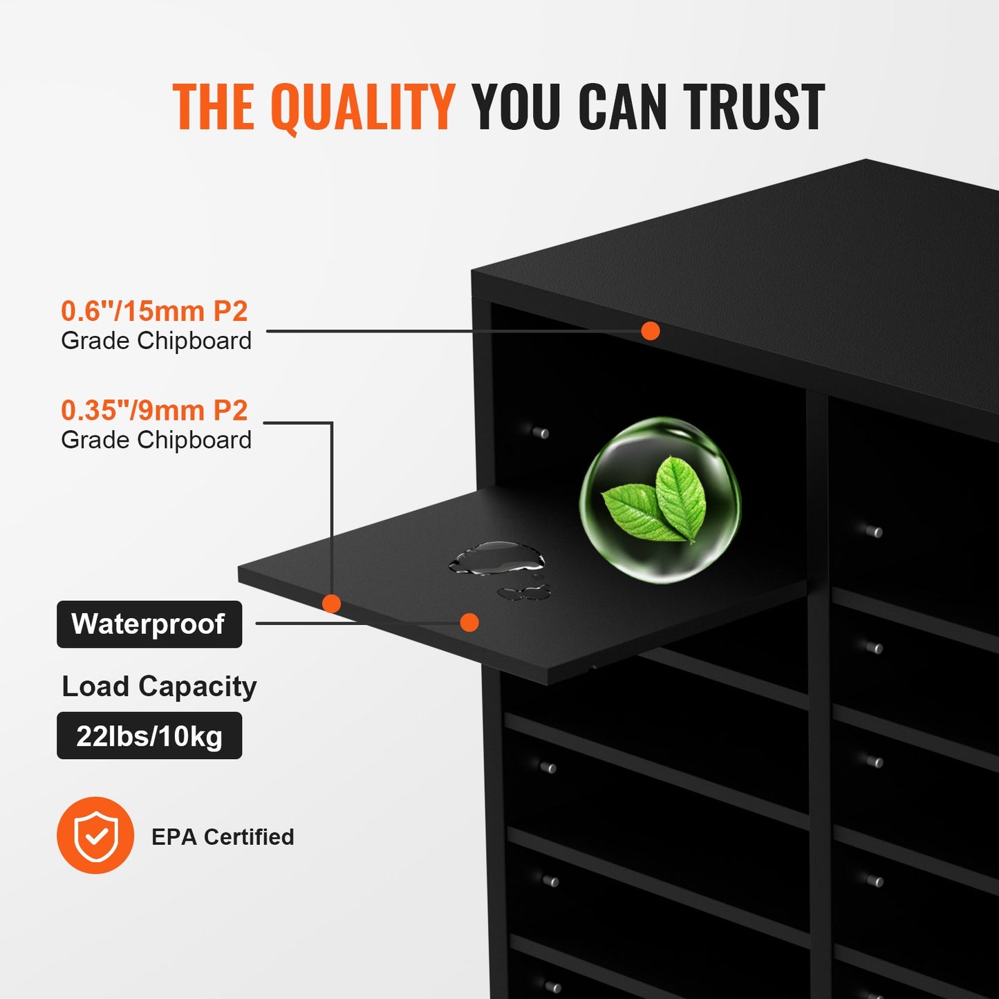 Wood Literature Organizer, 36 Compartments, File Sorter with Removable Shelves, Mailboxes Slot for Office Home Classroom Mailrooms Organization, EPA Certified, Black