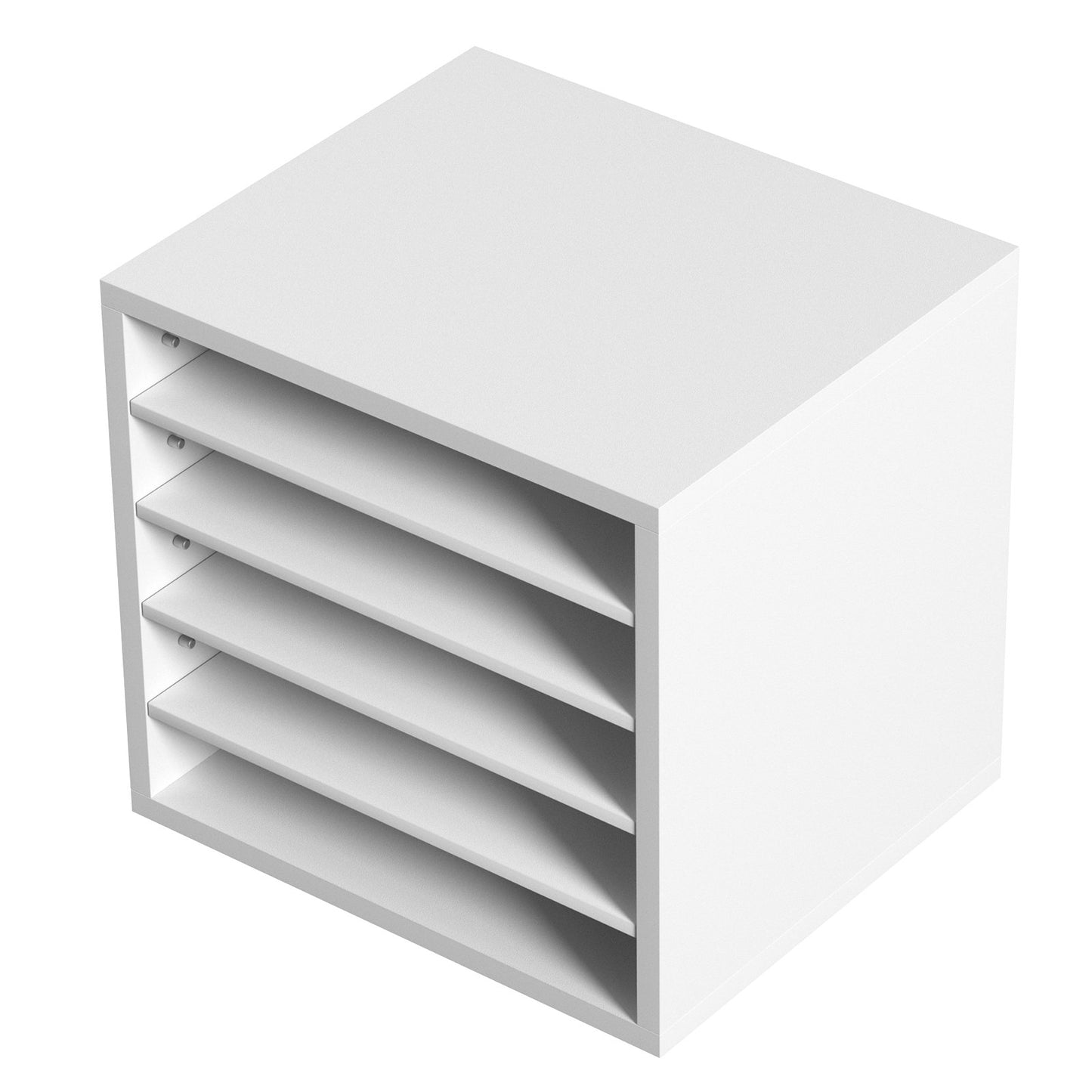 Literature Organizers, 5 Compartments Office Mailbox with Adjustable Shelves, Wood Literature Sorter 35.3 x 30.5 x 33.0 cm for Office, Home, Classroom, Mailrooms Organization, EPA Certified, White