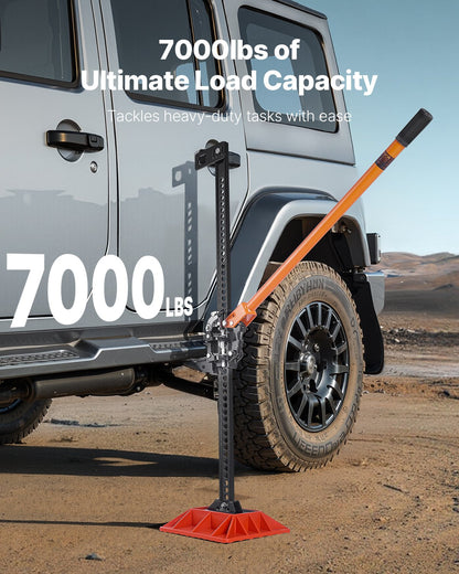 Farm Jack with Base, 152.5 cm Utility High Lift Farm Jack, 3.18 Ton Capacity Ratcheting Off Road Utility Jacks, Heavy-Duty Lift Jacks with 130.1-1380 mm Lifting Range for Tractor, Truck, SUV