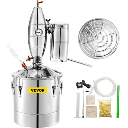 Wine Boiler Stainless Steel Water Alcohol Distiller 13.2 Gallon Alcohol Still 50L Whiskey Distillery Kit Home Moonshine Still with Thermometer and fermentation tank for Alcohol Distilling