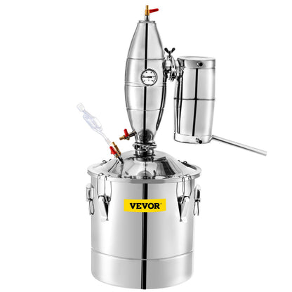 Alcohol Distiller, 30 Liter Alcohol Beverage Distiller, 6.6 Gal Beer Boilers Wine Grappa Spirits, Homemade Brewing Kit, Stainless Steel Moonshine Distiller