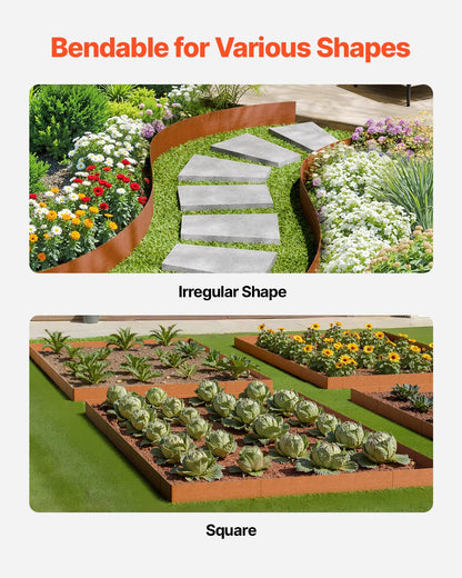 Stahl-Garteneinfassung, 6er-Pack, 40 x 8 Zoll, wetterbeständig und rostfrei, biegsame Garteneinfassung, Raseneinfassung für Blumenbeete, Gartenwege