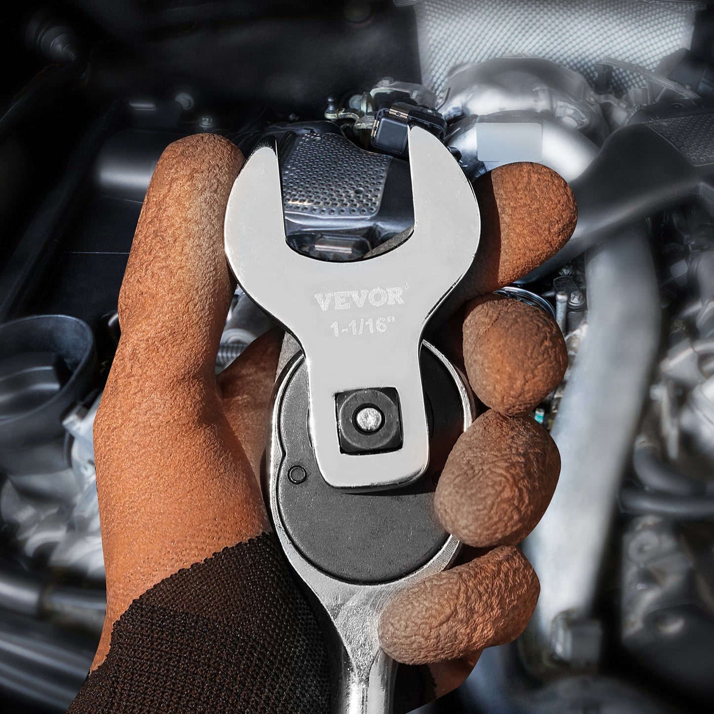 Crowfoot Wrench Set, 1/2" Drive 14-Piece SAE (1-1/16" - 2") Crows Foot Wrench Set with Storage Tray, 40CR Material with Laser Etched Sizing, for Mechanical Maintenance or Repairs