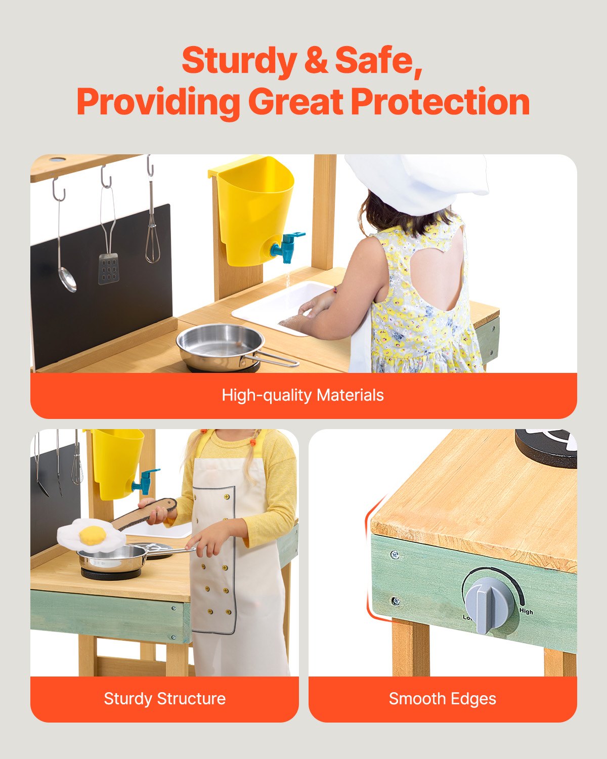 Matschküche aus Holz – Spielküchenset für Kinder, ideal für Rollenspiele