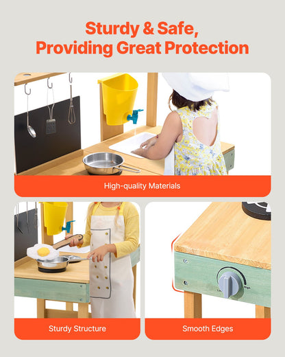 Matschküche aus Holz – Spielküchenset für Kinder, ideal für Rollenspiele