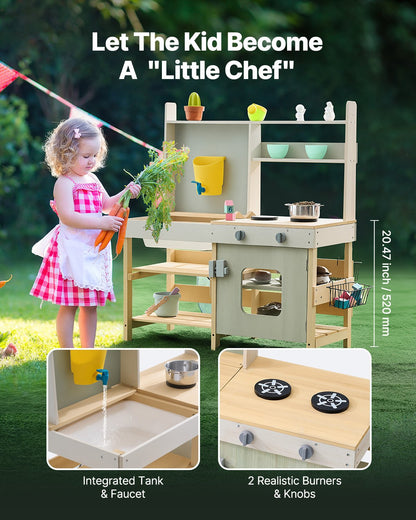 Matschküche aus Holz – Spielküchenset für Kinder, ideal für Rollenspiele