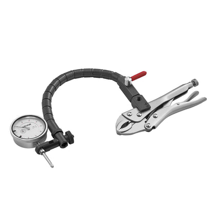 Dial Test Indicator with 360° Flexible Arm and 360° Locking Pliers, 0.03 mm Accuracy, 0-25.4mm Range, Professional for Machine Set-Up, Narrow Area Measurement, Storage Case