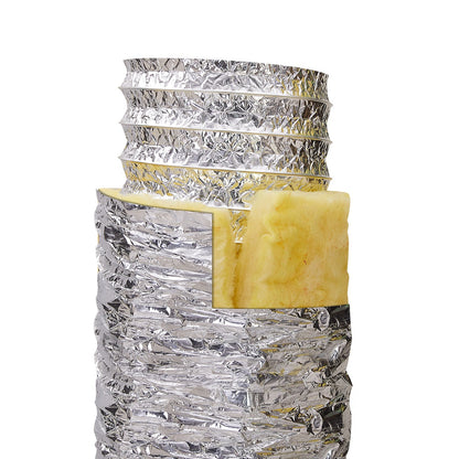 Abluftschlauch für Wäschetrockner, 127 mm isolierter, flexibler Schlauch, 7,62 m lang, mit 2 Schlauchschellen, robuste dreilagige Schutzkonstruktion für Heizung, Kühlung, Lüftung und Abluft, Wärmedämmwert R-4,2