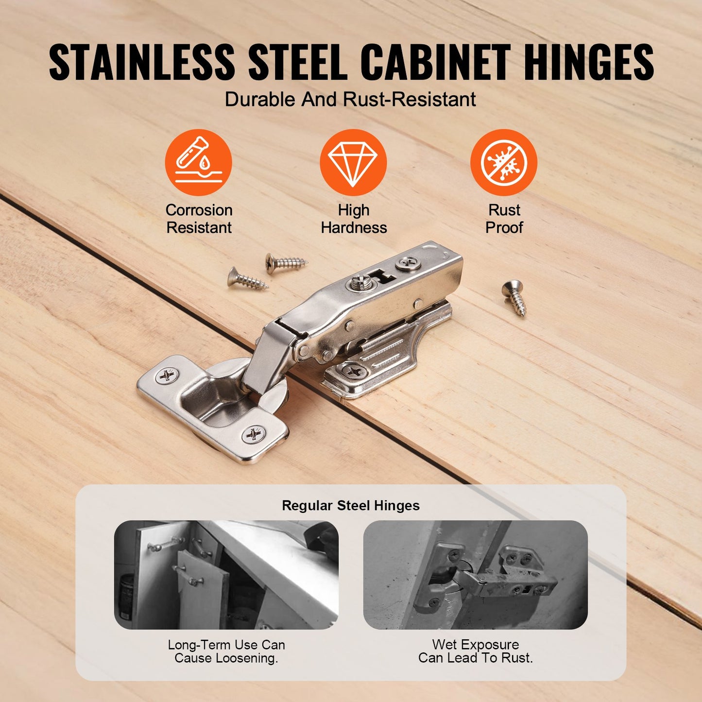 Cabinet Hinges, 50 Packs Full Overlay Kitchen Cabinet Door Hinges, 100 Degree Opening Angel Soft Close Concealed Cupboard Hinges for Framed + Frameless Cabinet Type, with Mounting Screws