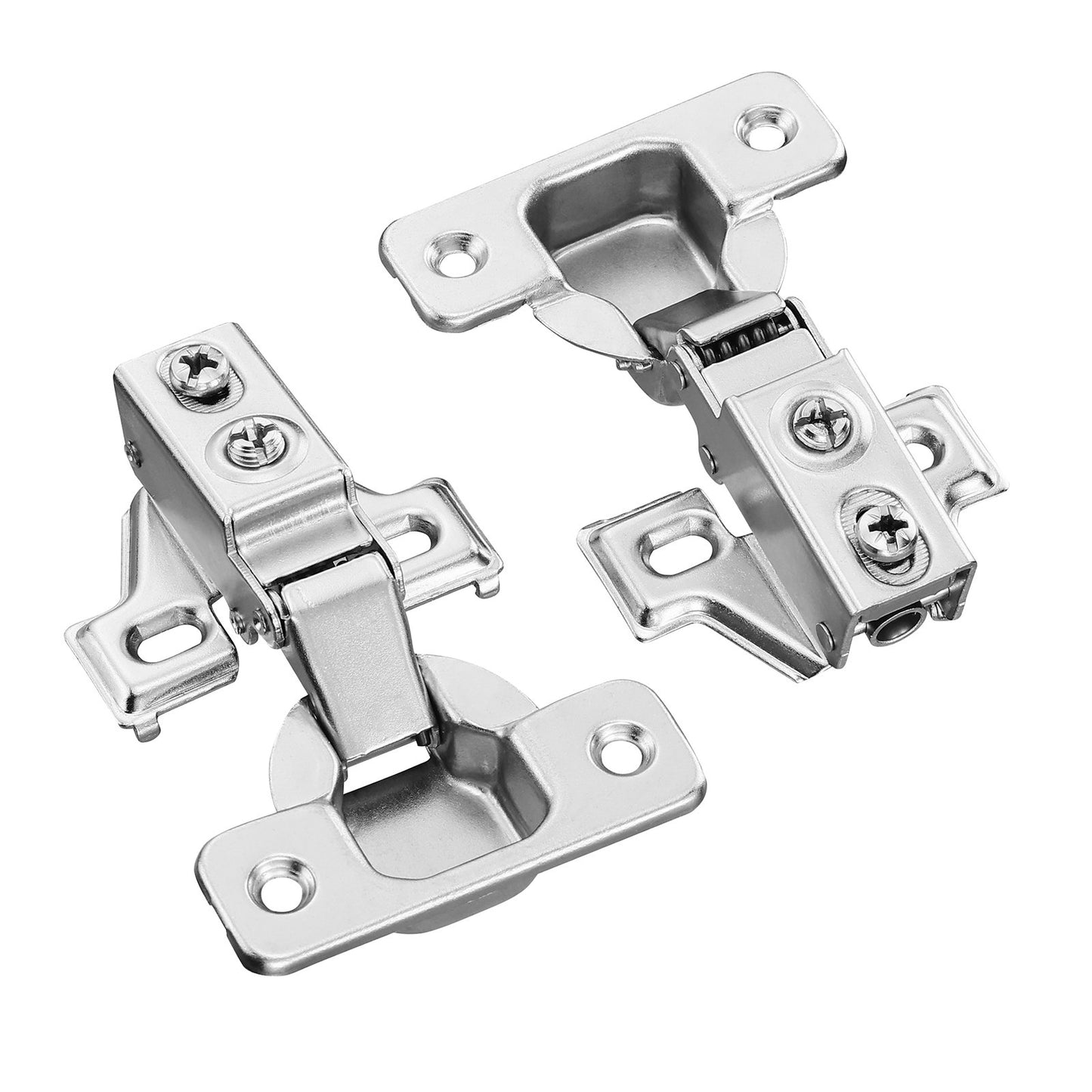 Scharniere für Küchenschränke, 60er-Packung, teilweise aufliegende Scharniere, 100° Öffnungswinkel, Soft-Close-Funktion, verdeckte Scharniere für Schränke mit und ohne Rahmen, inklusive Befestigungsschrauben