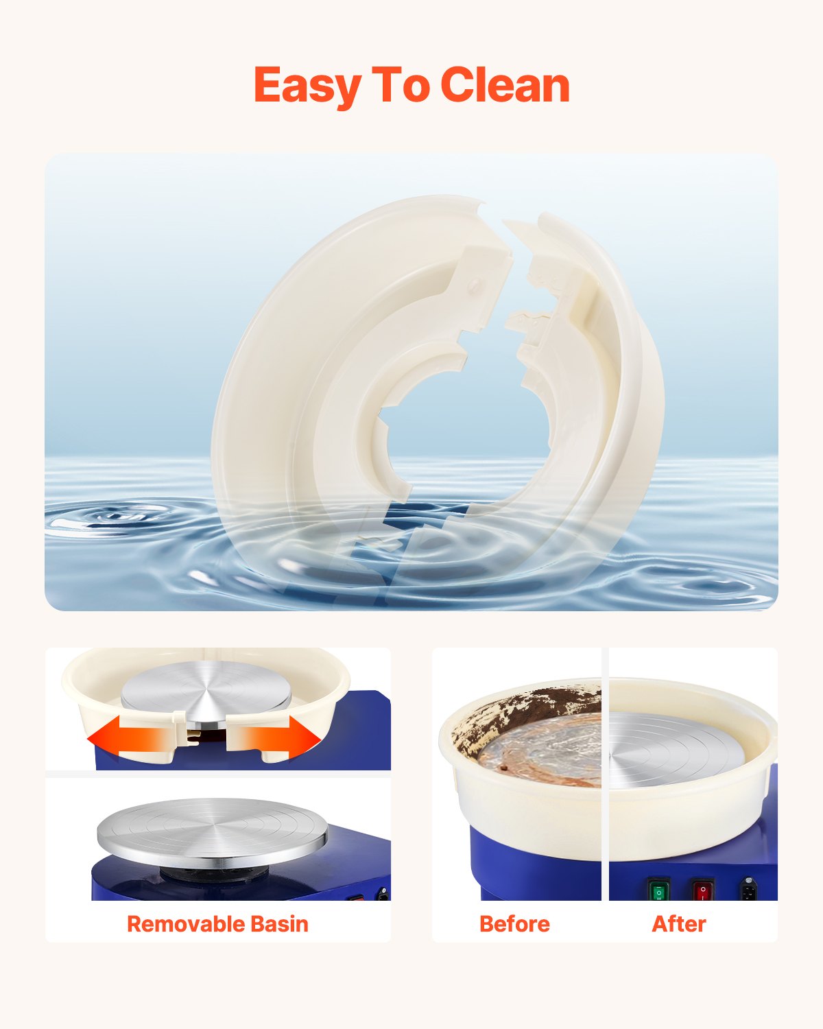 Pottery Wheel, 35 cm Ceramic Wheel Forming Machine, 60-300 RPM Speed Adjustable Foot Pedal, Adjustable Lift Leg, Detachable Basin, Complete Tool Accessory Kit for Work Art Craft DIY, Blue