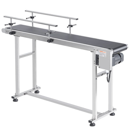 Belt Conveyor, 59 x 7.8 inch Conveyor Table, Heavy Duty Stainless Steel Motorized Belt Conveyor for Inkjet Coding Applications Powered PVC Belt Anti-Static Adjustable Speed (Double Guardrail)