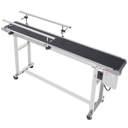 Belt Conveyor, 59 x 7.8 inch Conveyor Table, Heavy Duty Stainless Steel Motorized Belt Conveyor for Inkjet Coding Applications Powered PVC Belt Anti-Static Adjustable Speed (Double Guardrail)