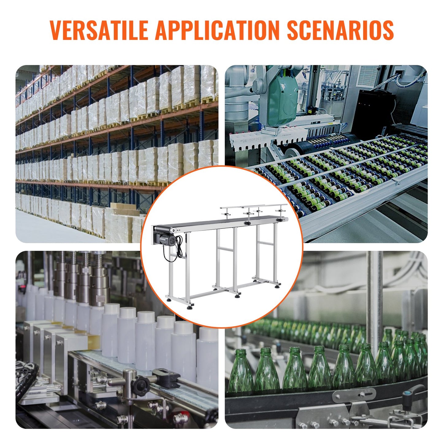 Förderband, 71 x 7,8 Zoll Fördertisch, Hochleistungs-Motorförderband aus Edelstahl für Tintenstrahlcodierungsanwendungen, angetriebenes PVC-Band, antistatisch, einstellbare Geschwindigkeit (doppelte Schutzgeländer)