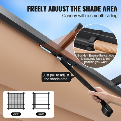 10'x10' (ca. 3 x 3 m) große, einziehbare Pergola mit Sonnendach, Aluminium-Pergola mit einziehbarem Sonnendach, moderne Pergola mit Sonnenschutz für Terrassen, Gärten, Decks und Hinterhöfe (Beige)