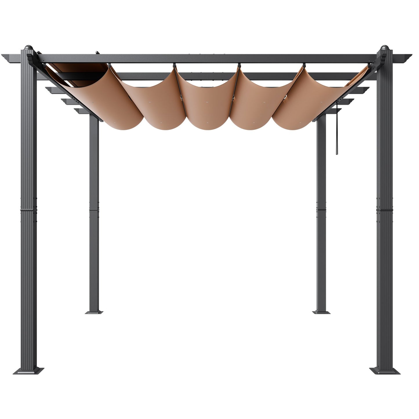 10'x10' (ca. 3 x 3 m) große, einziehbare Pergola mit Sonnendach, Aluminium-Pergola mit einziehbarem Sonnendach, moderne Pergola mit Sonnenschutz für Terrassen, Gärten, Decks und Hinterhöfe (Beige)