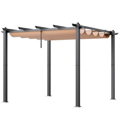 10'x10' (ca. 3 x 3 m) große, einziehbare Pergola mit Sonnendach, Aluminium-Pergola mit einziehbarem Sonnendach, moderne Pergola mit Sonnenschutz für Terrassen, Gärten, Decks und Hinterhöfe (Beige)