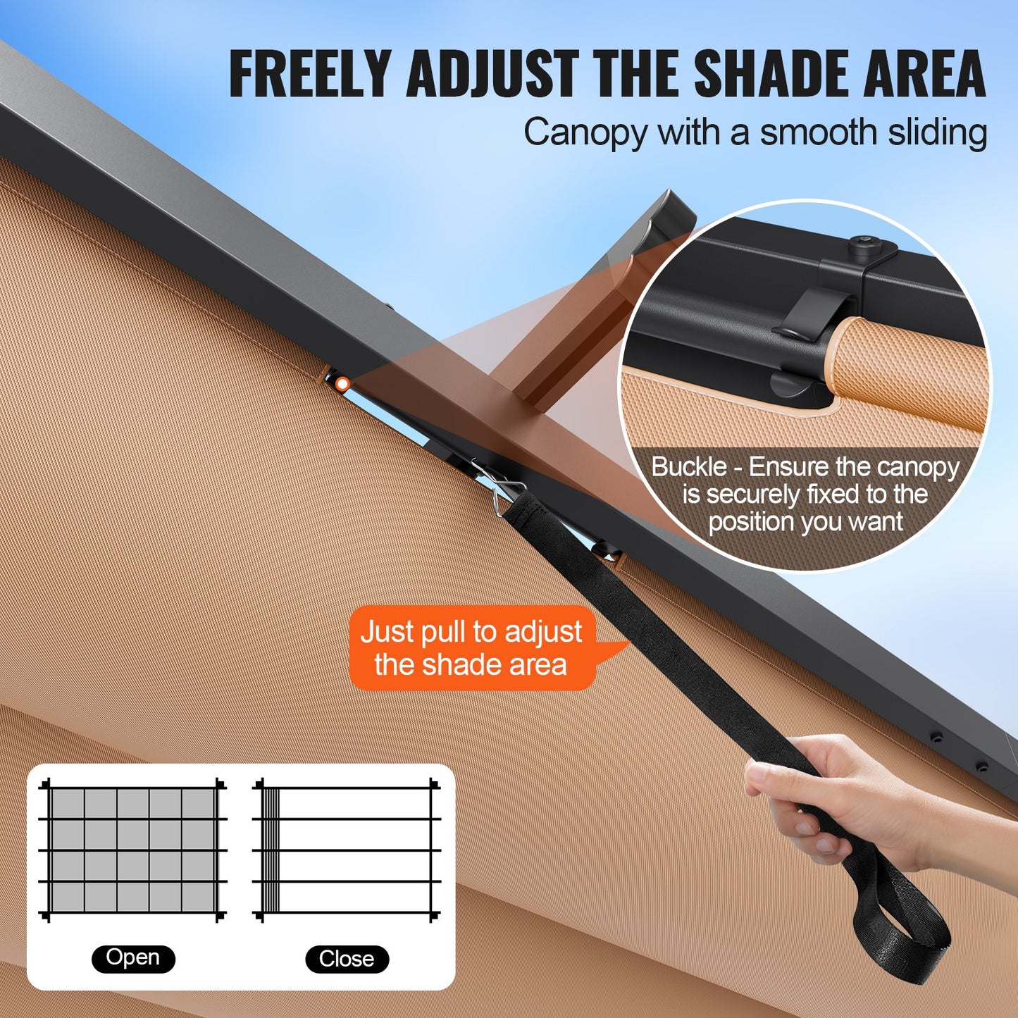 10'x13' (ca. 3 x 4 m) große, einziehbare Pergola mit Sonnendach, Aluminium-Pergola mit einziehbarem Sonnendach, moderne Pergola mit Sonnenschutz für Terrassen, Gärten, Decks und Hinterhöfe (Beige)