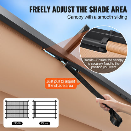 10'x13' (ca. 3 x 4 m) große, einziehbare Pergola mit Sonnendach, Aluminium-Pergola mit einziehbarem Sonnendach, moderne Pergola mit Sonnenschutz für Terrassen, Gärten, Decks und Hinterhöfe (Beige)