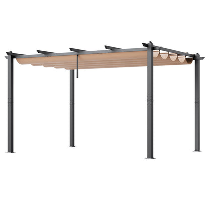 10'x13' (ca. 3 x 4 m) große, einziehbare Pergola mit Sonnendach, Aluminium-Pergola mit einziehbarem Sonnendach, moderne Pergola mit Sonnenschutz für Terrassen, Gärten, Decks und Hinterhöfe (Beige)