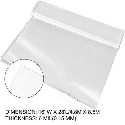 Greenhouse Film 4.8 x 8.5 m, Greenhouse Polyethylene Film 0.1524 mm Thickness, Greenhouse Plastic Greenhouse Clear Plastic Film UV Resistant, Polyethylene Film Keep Warming, Superior Strength Toughness