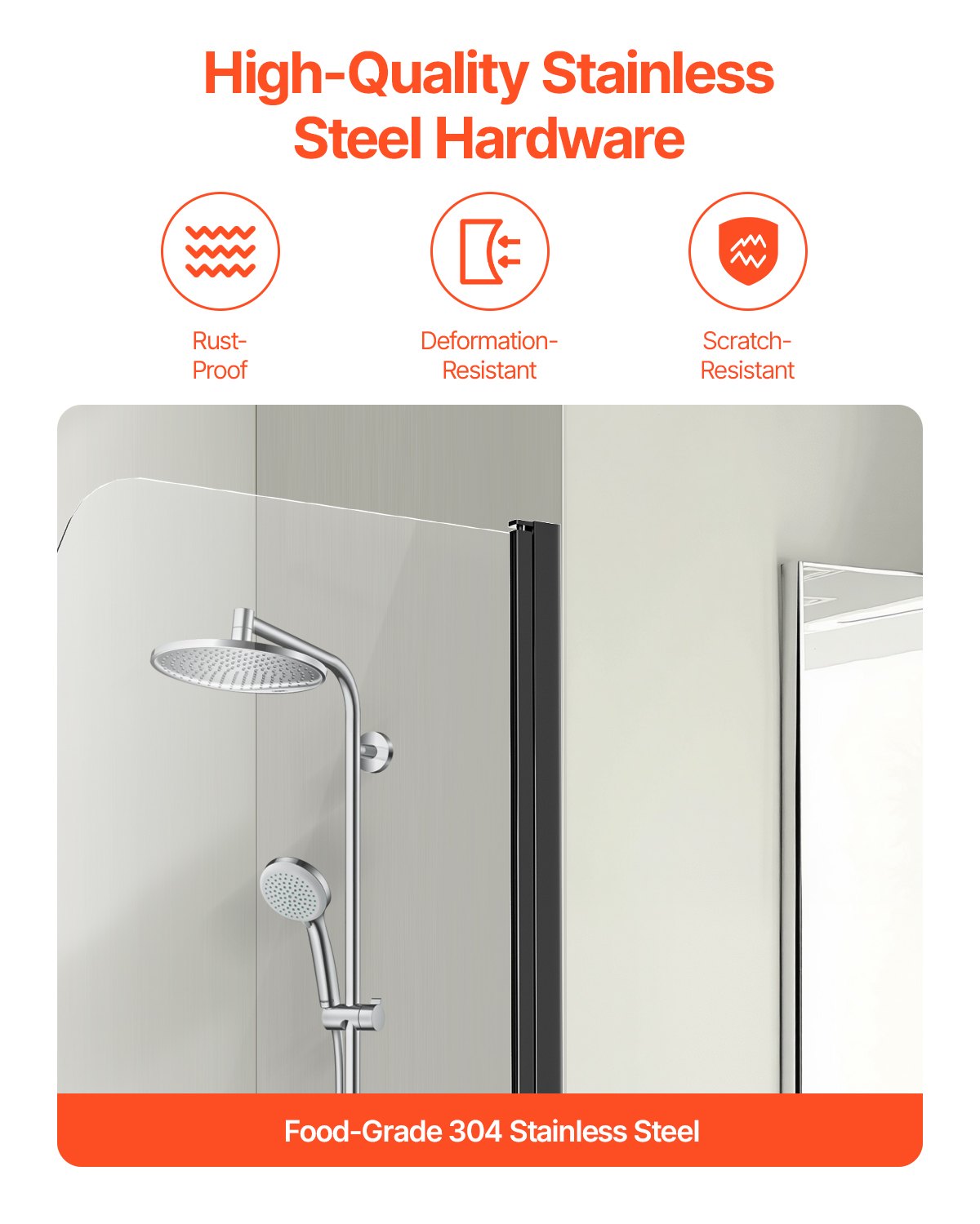 Rahmenlose Duschabtrennung für Badewanne und Badewanne, 86,4 cm B x 139,7 cm H, Halbtür für Badewanne, um 180° drehbare Tür aus Sicherheitsglas, Halbtür mit 6,35 mm starker Duschabtrennung aus Sicherheitsglas, Schwarz