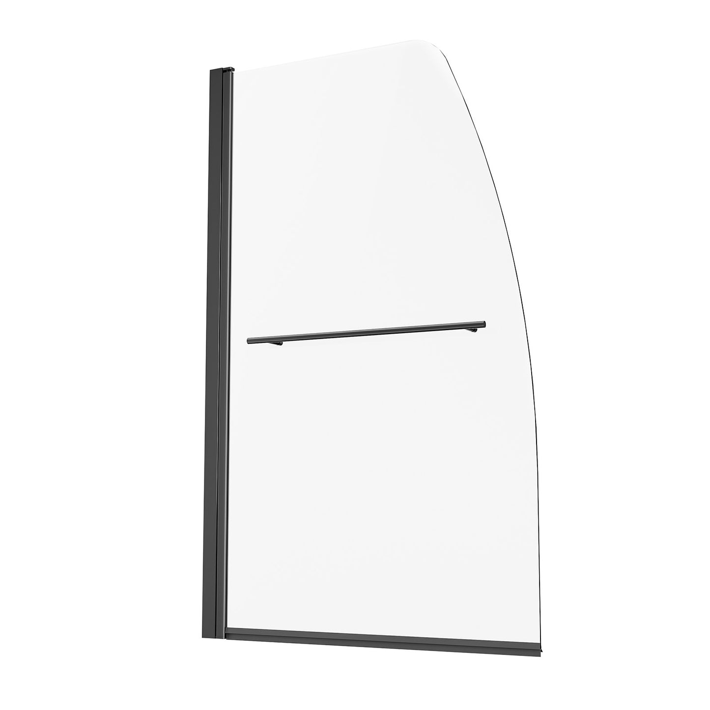 Rahmenlose Duschabtrennung für Badewanne und Badewanne, 86,4 cm B x 139,7 cm H, Halbtür für Badewanne, um 180° drehbare Tür aus Sicherheitsglas, Halbtür mit 6,35 mm starker Duschabtrennung aus Sicherheitsglas, Schwarz