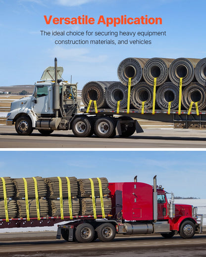 Spanngurte, 4" x 30', 6000 lbs Tragfähigkeit, 18000 lbs Bruchfestigkeit, LKW-Spanngurte mit Flachhaken, Ladungssicherung für Pritschenwagen, Anhänger, Landwirtschaft, Rettungsdienste, Baumschutz, Gelb (10er-Pack)