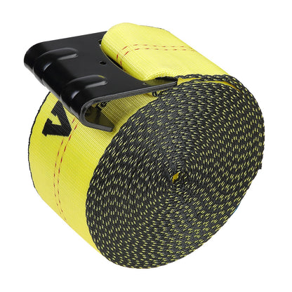 Spanngurte, 4" x 30', 6000 lbs Tragfähigkeit, 18000 lbs Bruchfestigkeit, LKW-Spanngurte mit Flachhaken, Ladungssicherung für Pritschenwagen, Anhänger, Landwirtschaft, Rettungsdienste, Baumschutz, Gelb (10er-Pack)