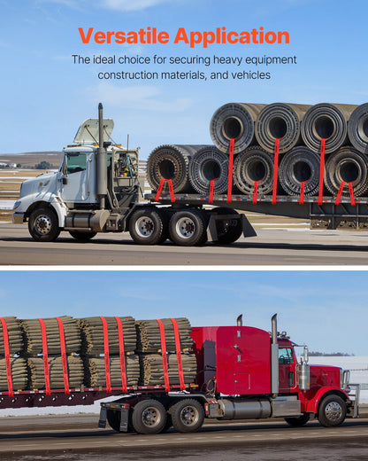 Spanngurte, 4" x 30', 6000 lbs Tragfähigkeit, 18000 lbs Bruchlast, LKW-Spanngurte mit Flachhaken, Ladungssicherung für Pritschenwagen, Anhänger, Landwirtschaft, Rettungsdienste, Baumschutz, Rot (10er-Pack)