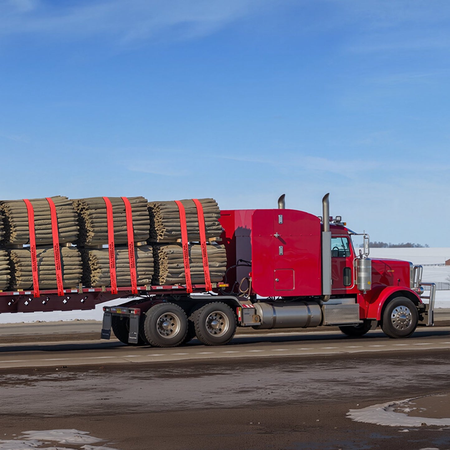 Spanngurte, 4" x 30', 6000 lbs Tragfähigkeit, 18000 lbs Bruchlast, LKW-Spanngurte mit Flachhaken, Ladungssicherung für Pritschenwagen, Anhänger, Landwirtschaft, Rettungsdienste, Baumschutz, Rot (10er-Pack)